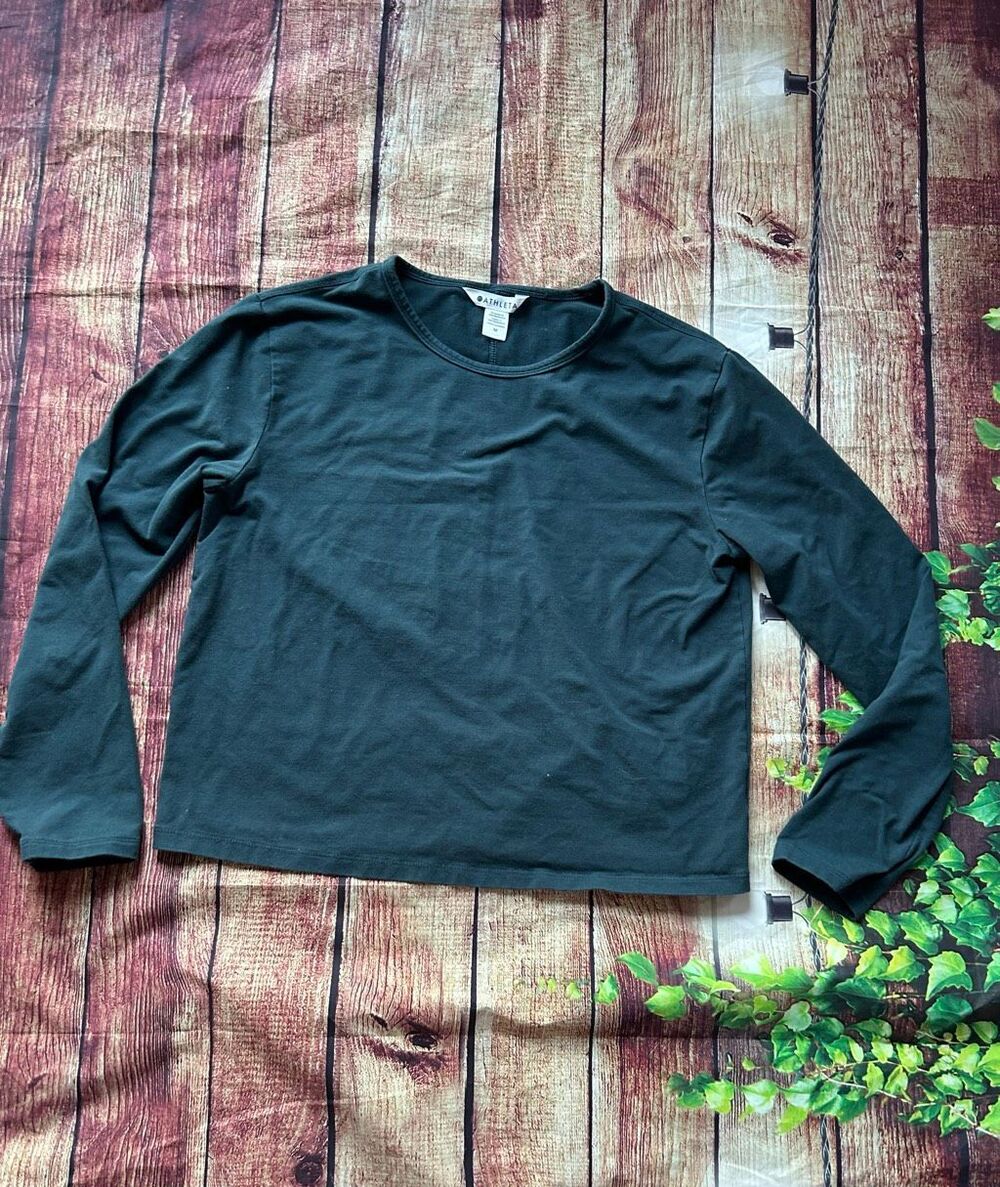 Athleta Long Sleeve Crewneck Shirt Size M Emerald Green